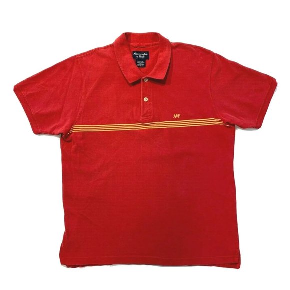 Vintage Abercrombie & Fitch Polo Shirt Short Sleeve USA Made Striped Red XL NWOT - Picture 1 of 11